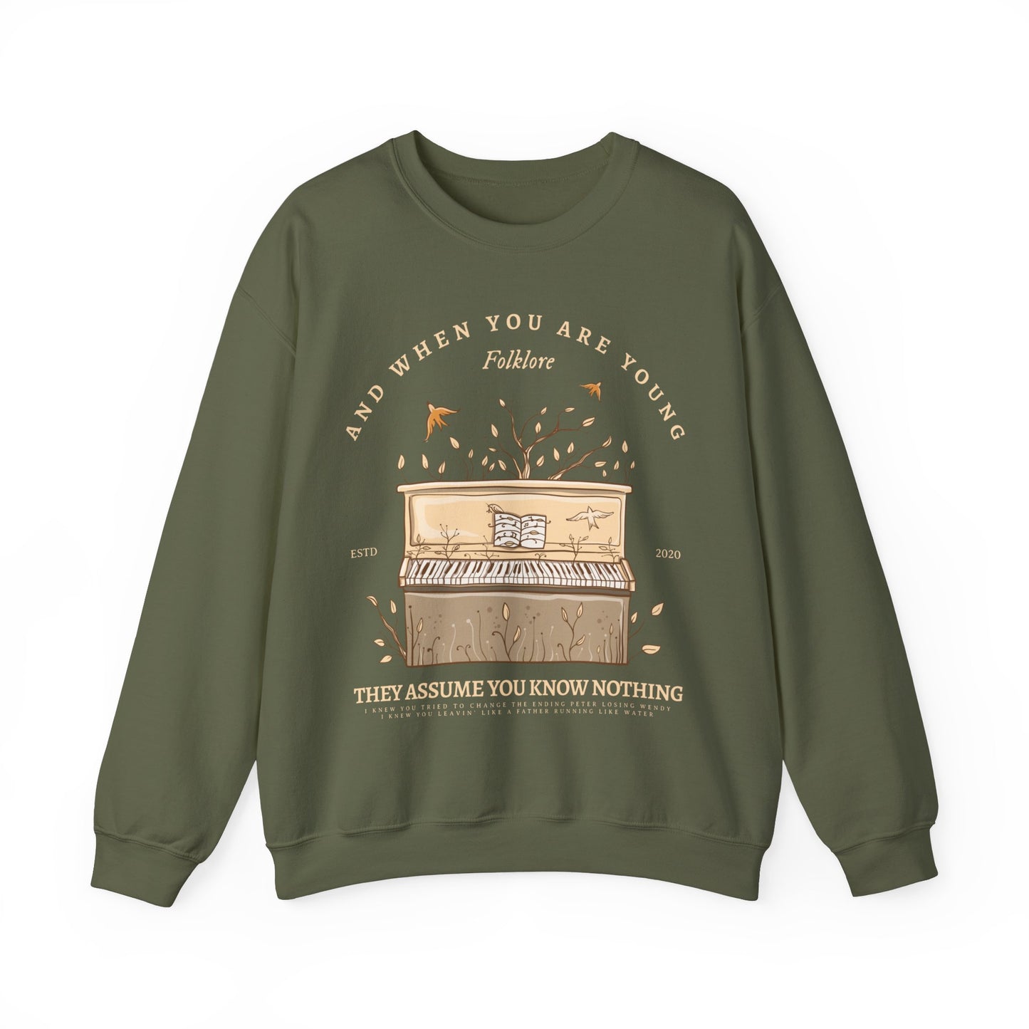 Cardigan Themed Vintage Piano Covered With Branches Sweatshirt