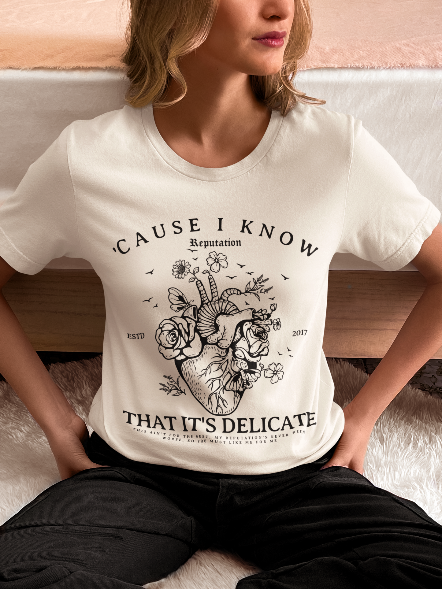 Delicate Floral Heart Rep T-Shirt