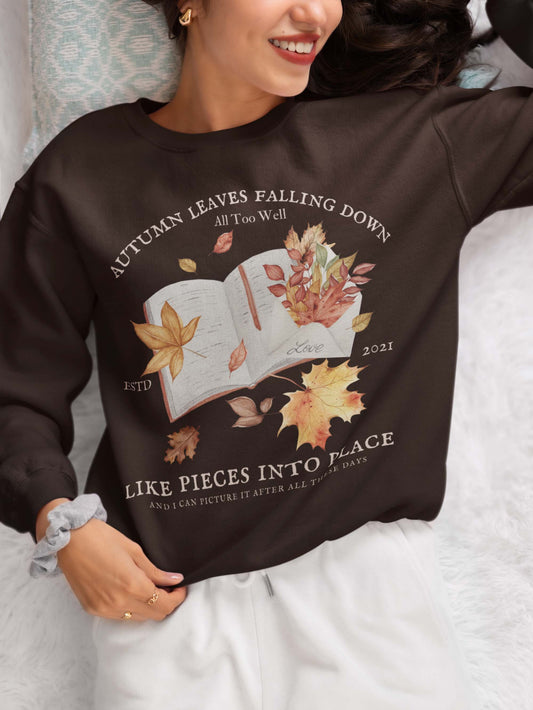 All Too Well Book Autumn Leaves Falling Sweatshirt