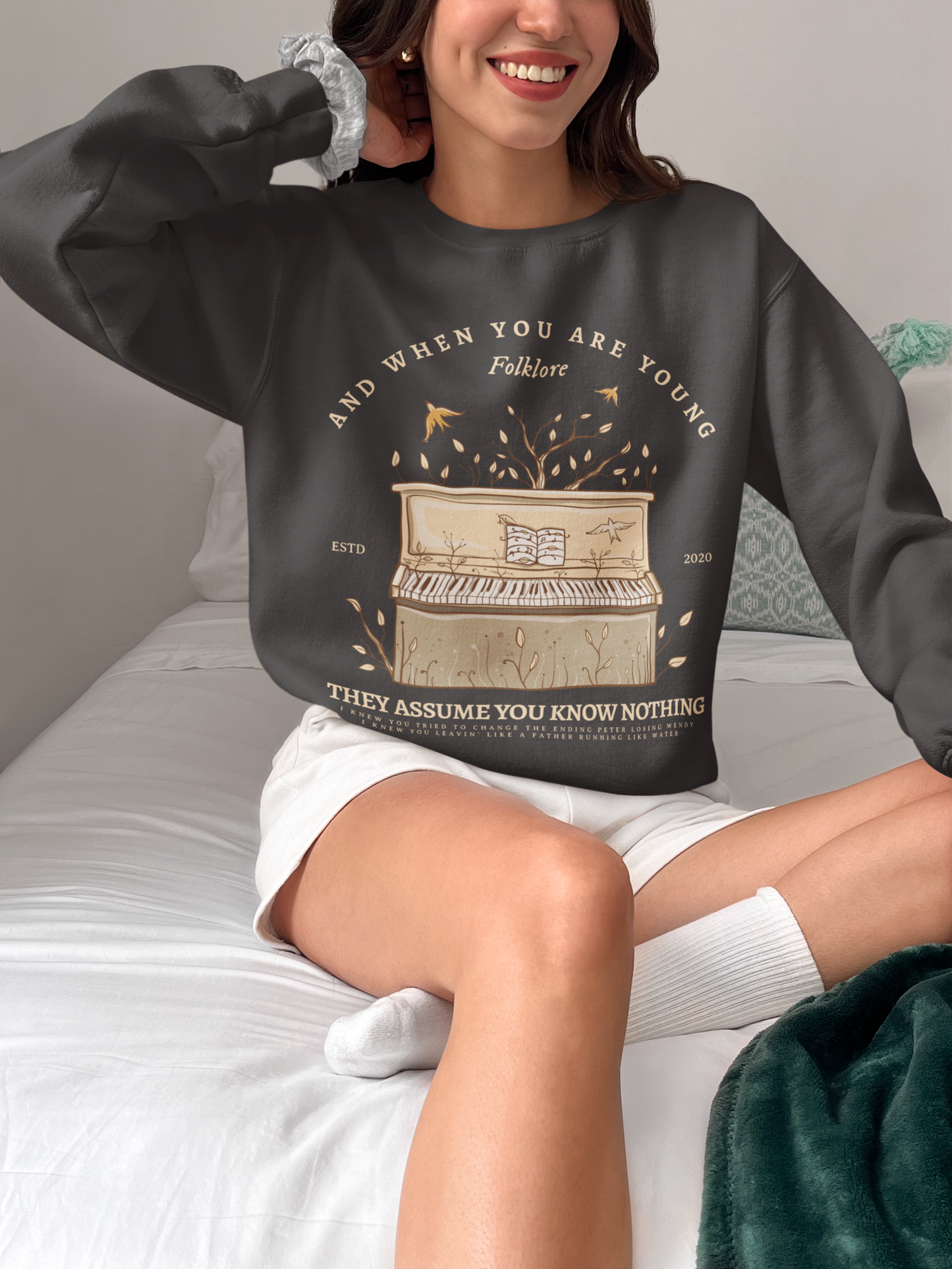 Cardigan Themed Vintage Piano Covered With Branches Sweatshirt