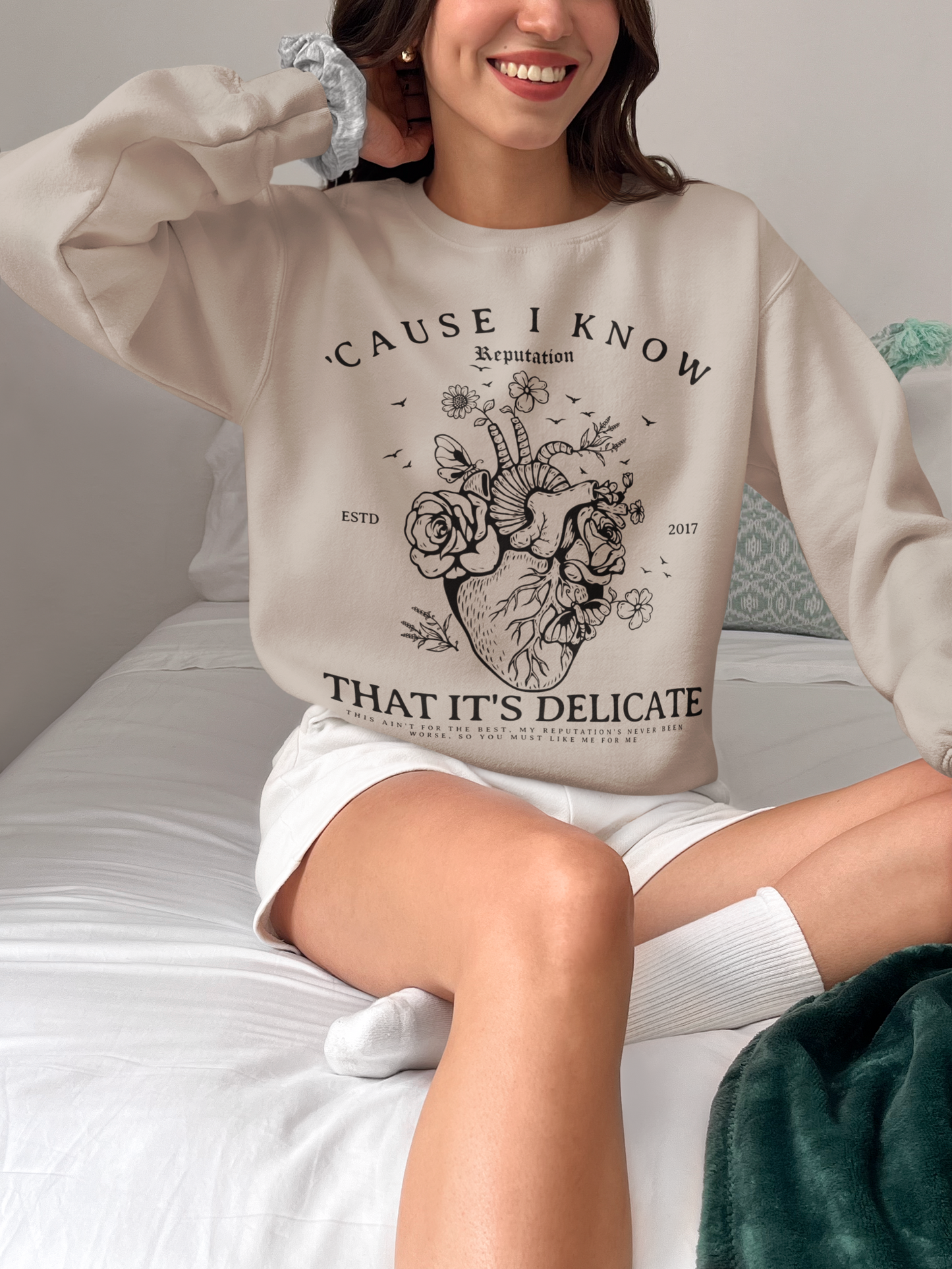 Delicate Floral Heart Rep Sweatshirt