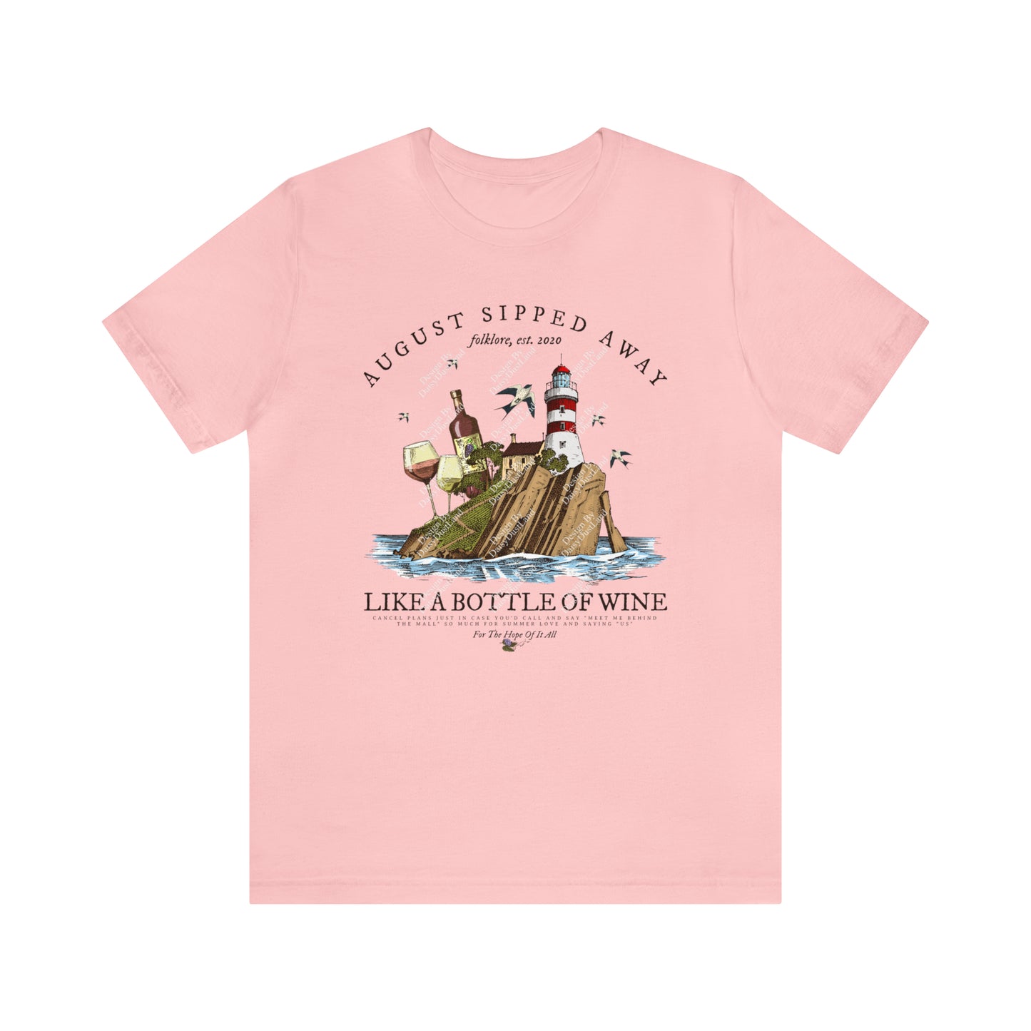 August Sipped Away Lighthouse and the Wine Set Vintage Graphic T-shirt