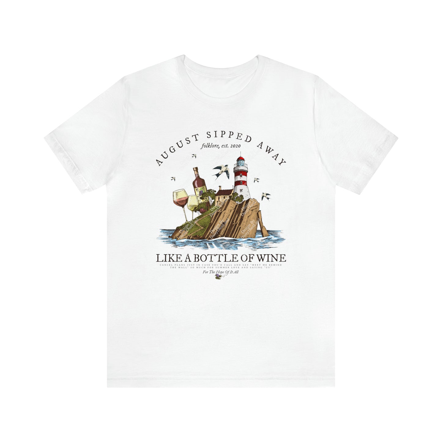 August Sipped Away Lighthouse and the Wine Set Vintage Graphic T-shirt