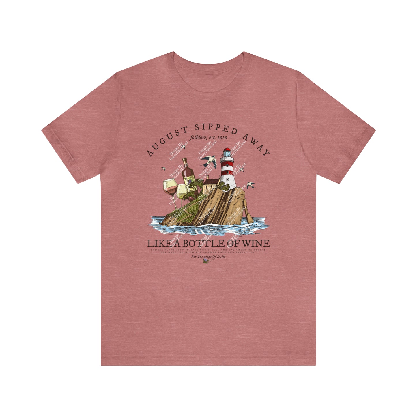 August Sipped Away Lighthouse and the Wine Set Vintage Graphic T-shirt