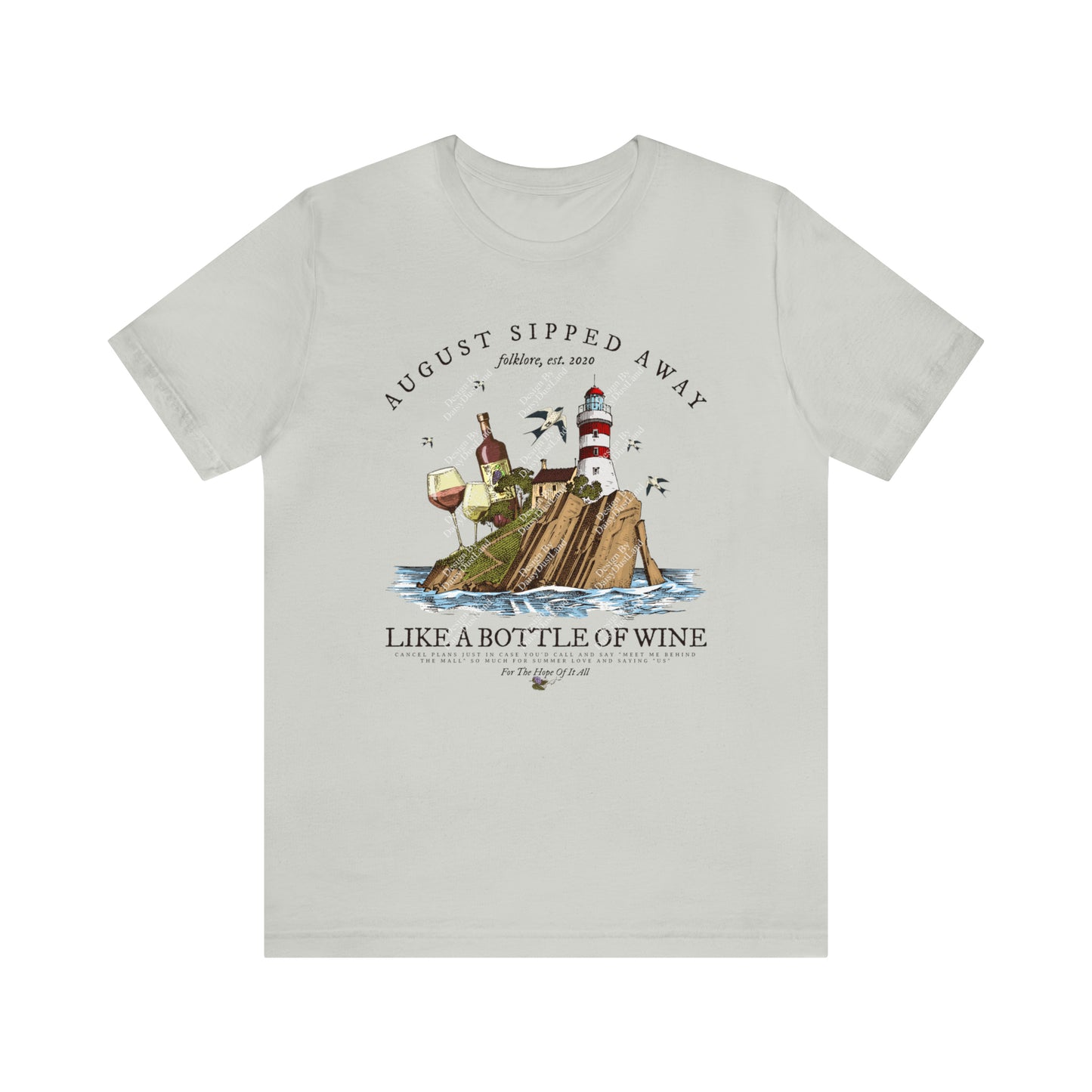 August Sipped Away Lighthouse and the Wine Set Vintage Graphic T-shirt