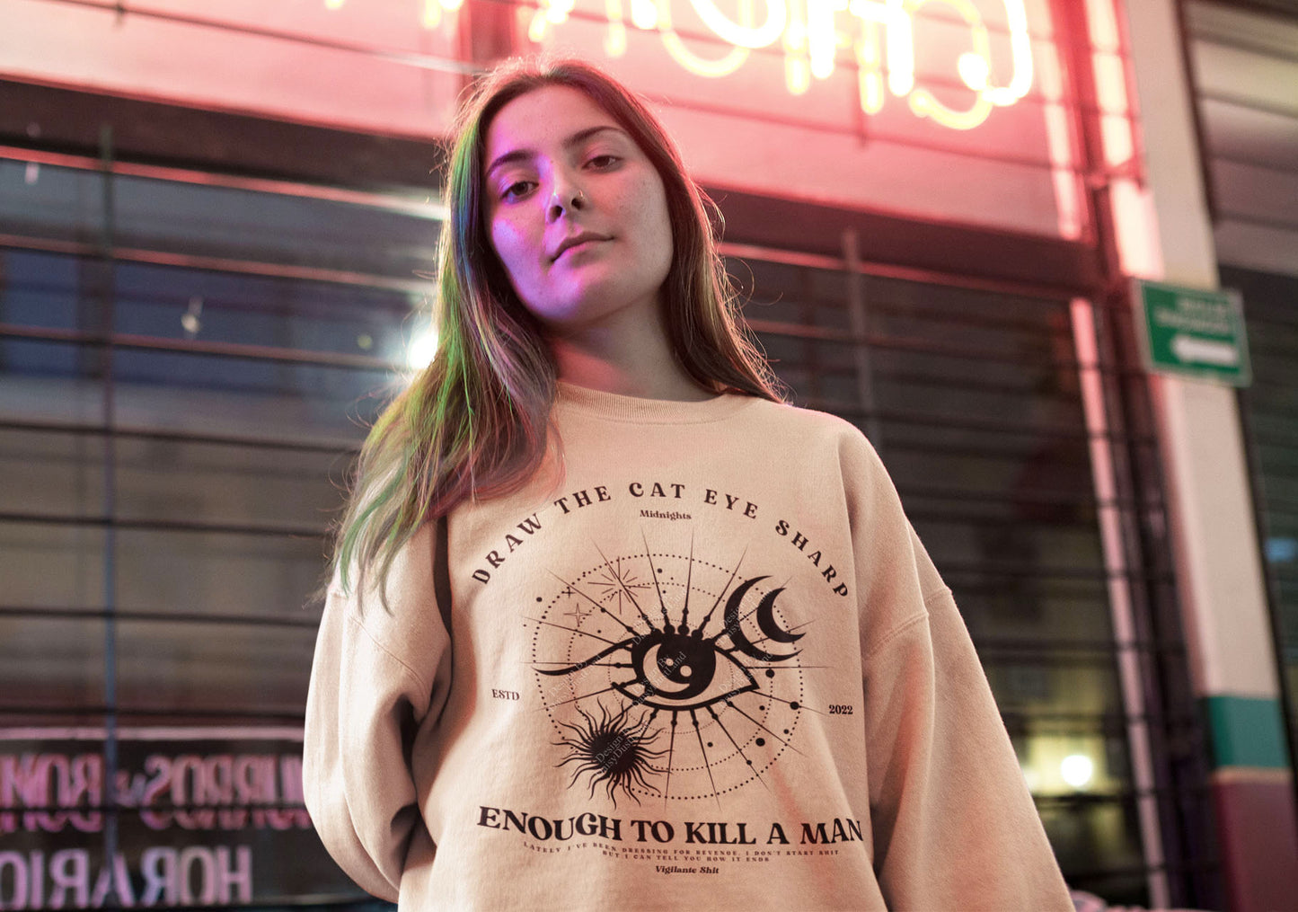 Draw The Cat Eye Sharp Celestial Eye Crewneck